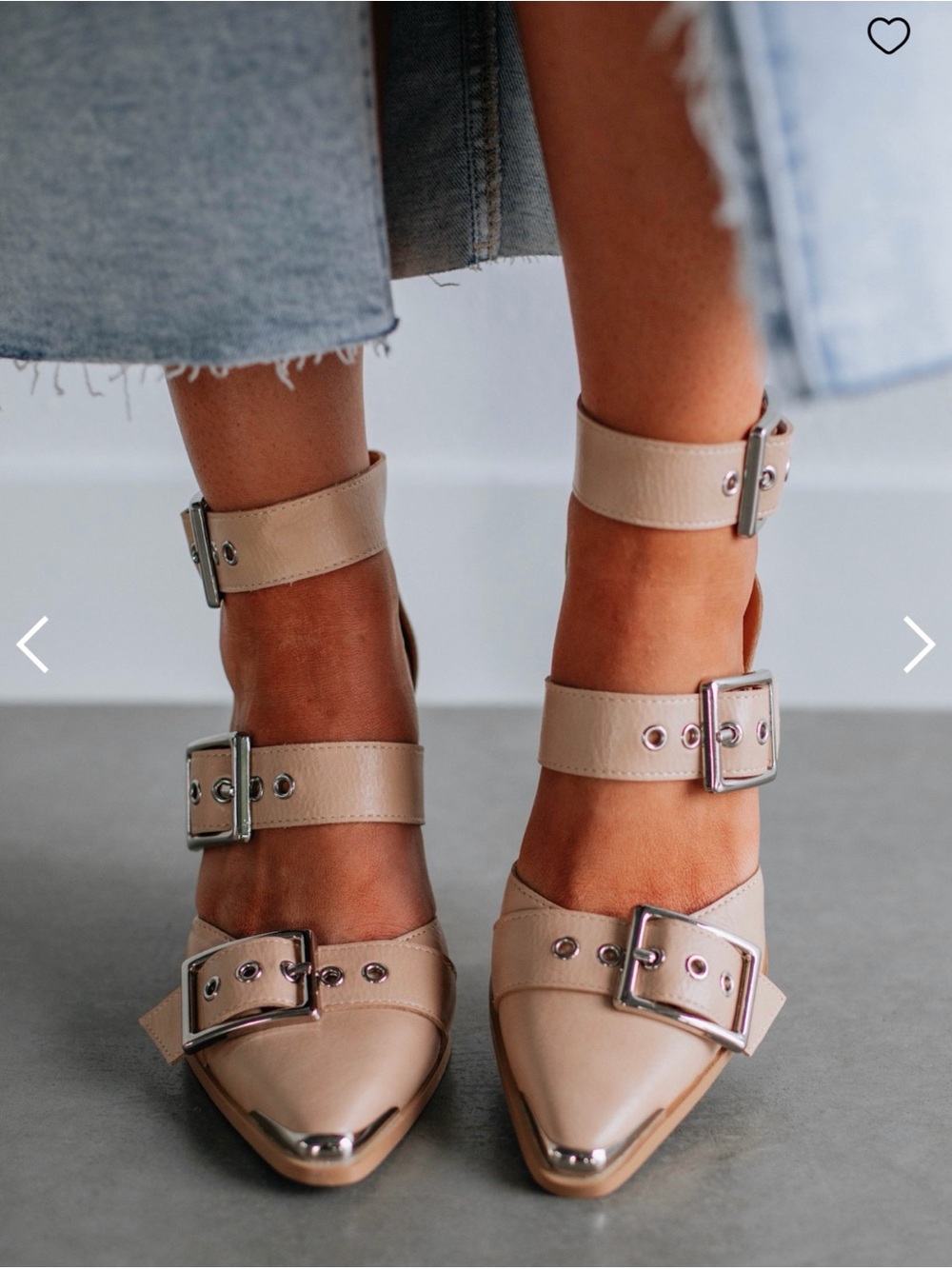 NEW Wild Oak Boutique Beige Pointed Buckle Ankle-Strap Heels | size 8.5